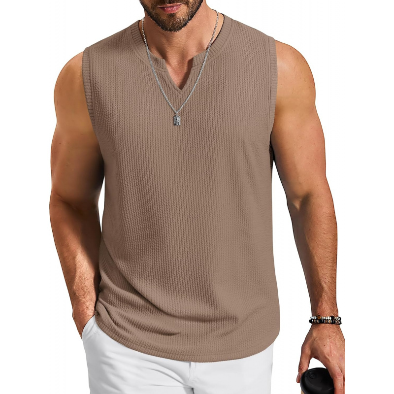 Men's Casual Tank Top V Neck Knit Jacquard