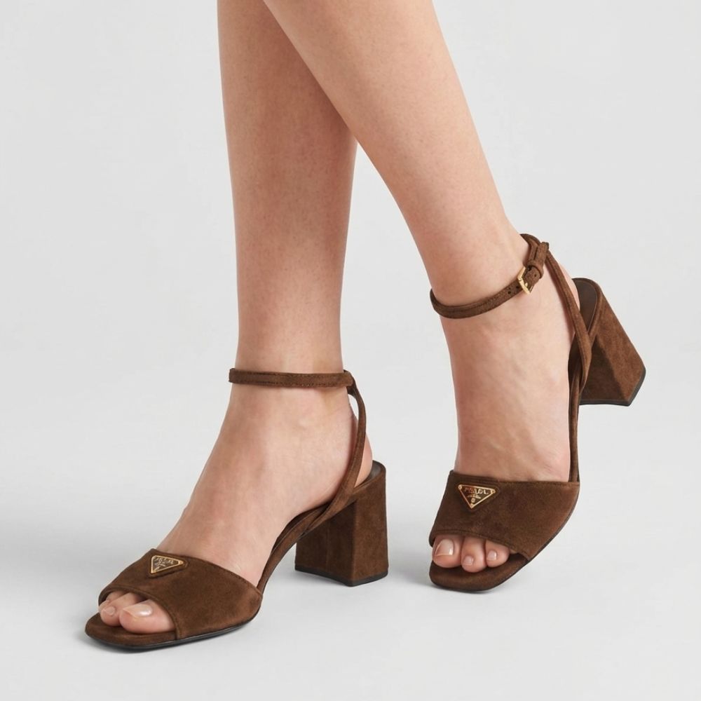 Prada Suede Sandals Cocoa Brown 65 mm