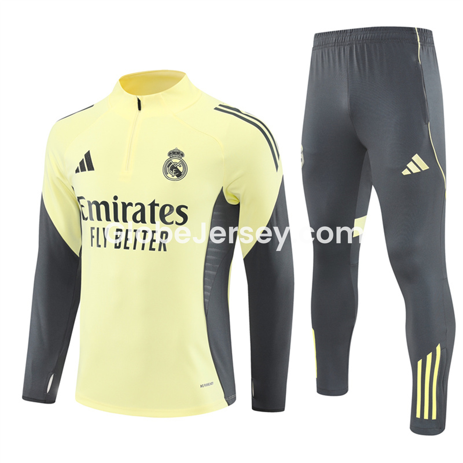 Real Madrid 25-26 Long Sleeves Training Set - Yellow Top & Gray Pants