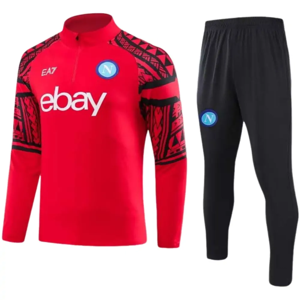 2023-2024 Napoli Half-Pull Training Suit Red Football Shirt 1:1 Thai Quality Set