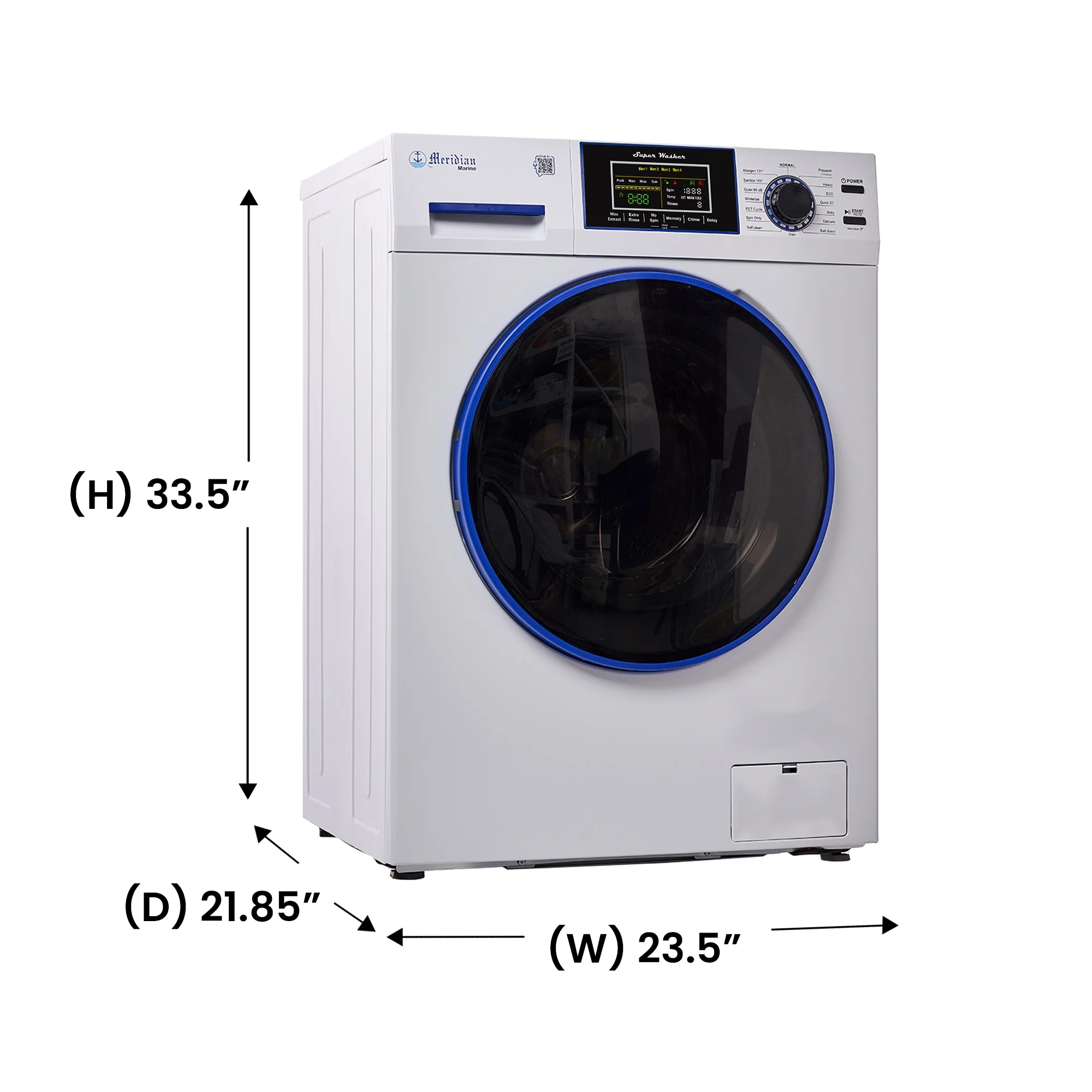 Marine Washer ANTI CORROSION 1.62 cf/15 lbs. 1400 RPM Salt Wash Sanitize 110V