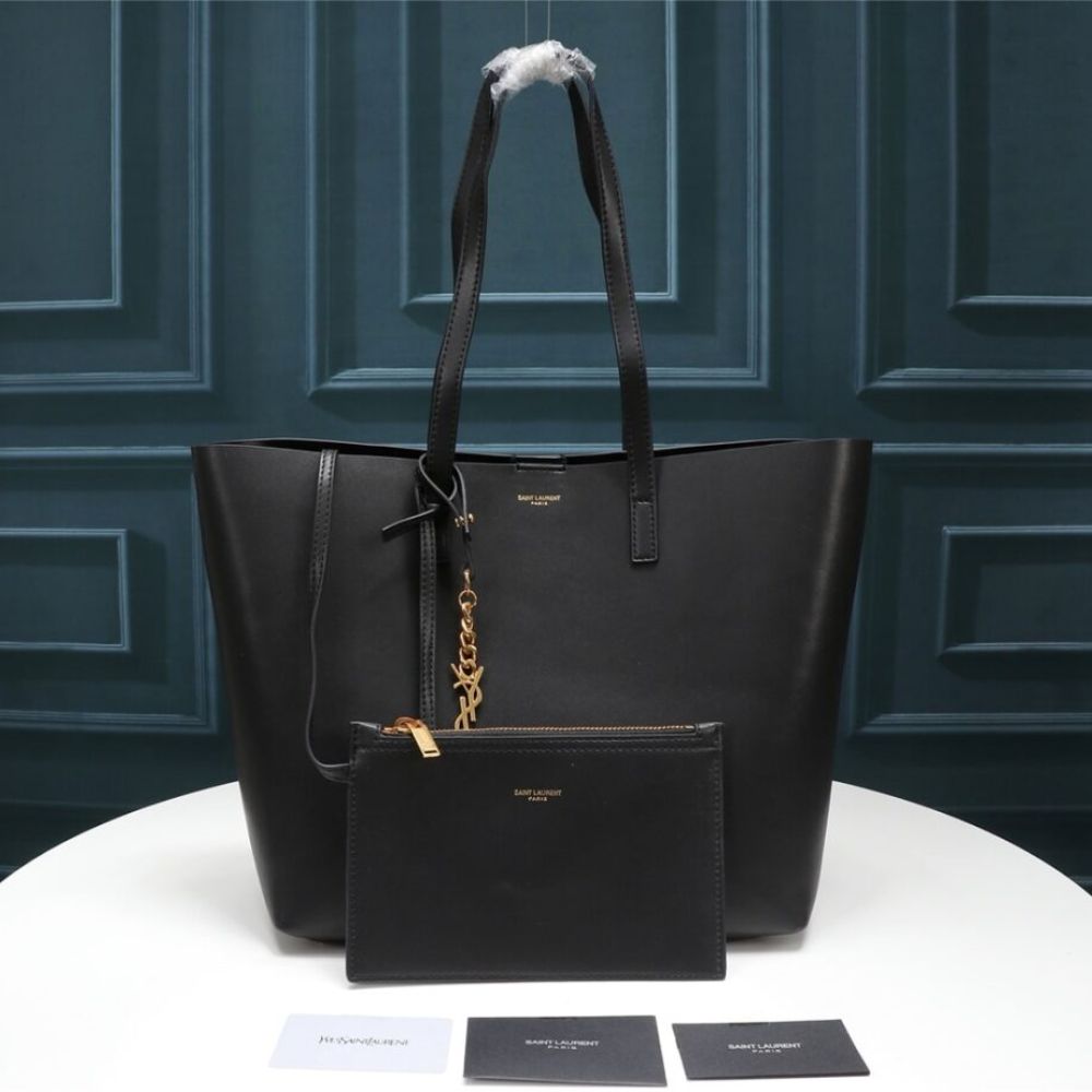 Saint Laurent Shopping Leather Tote Bag Black 13 Inches 600281CSV0J1000