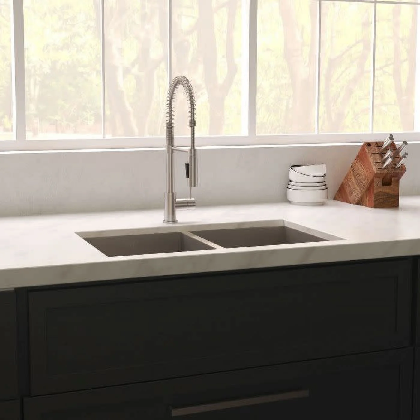 36 Inch Undermount Double Bowl Sink in Stainless Steel