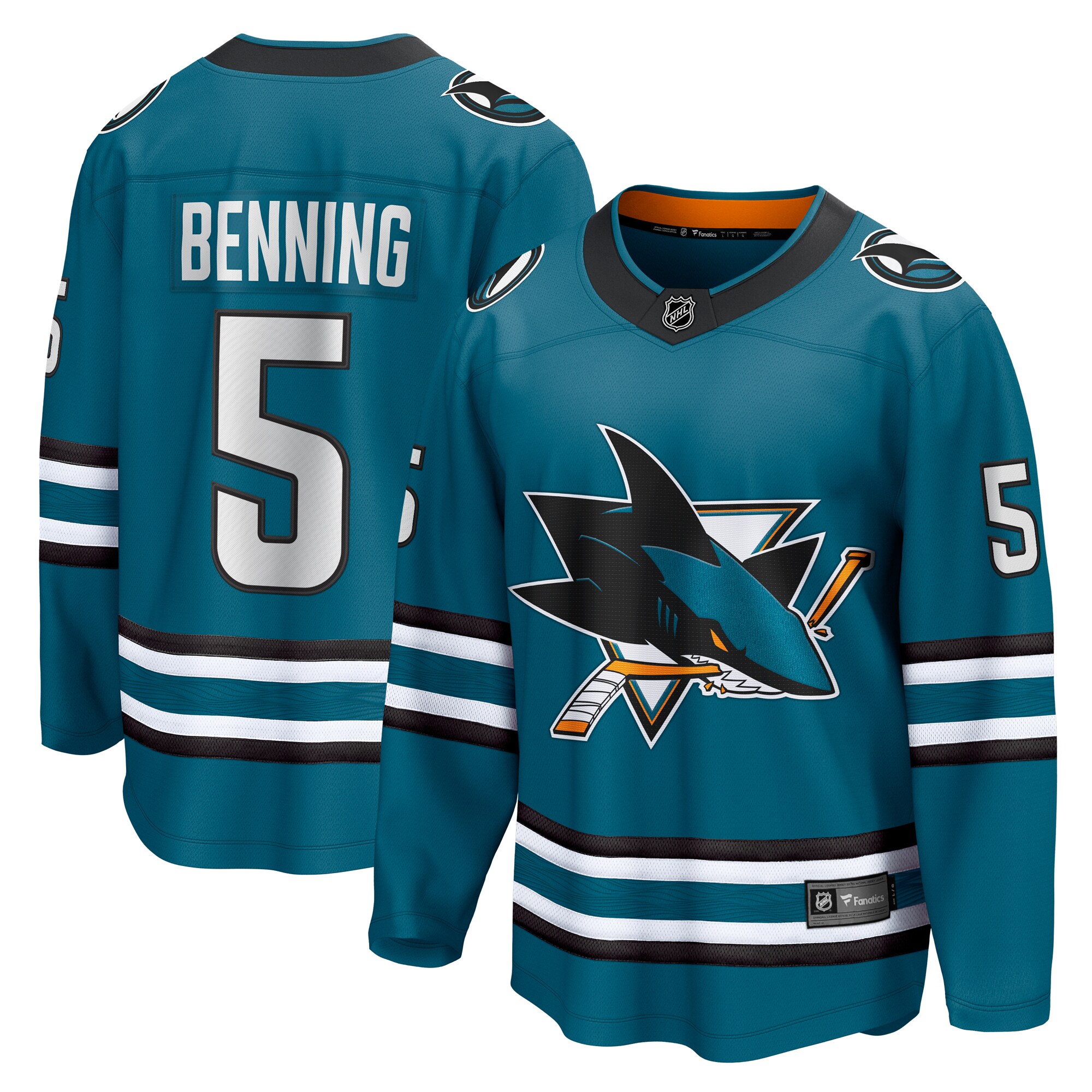 Matt Benning San Jose Sharks Fanatics Home Breakaway Jersey – Teal
