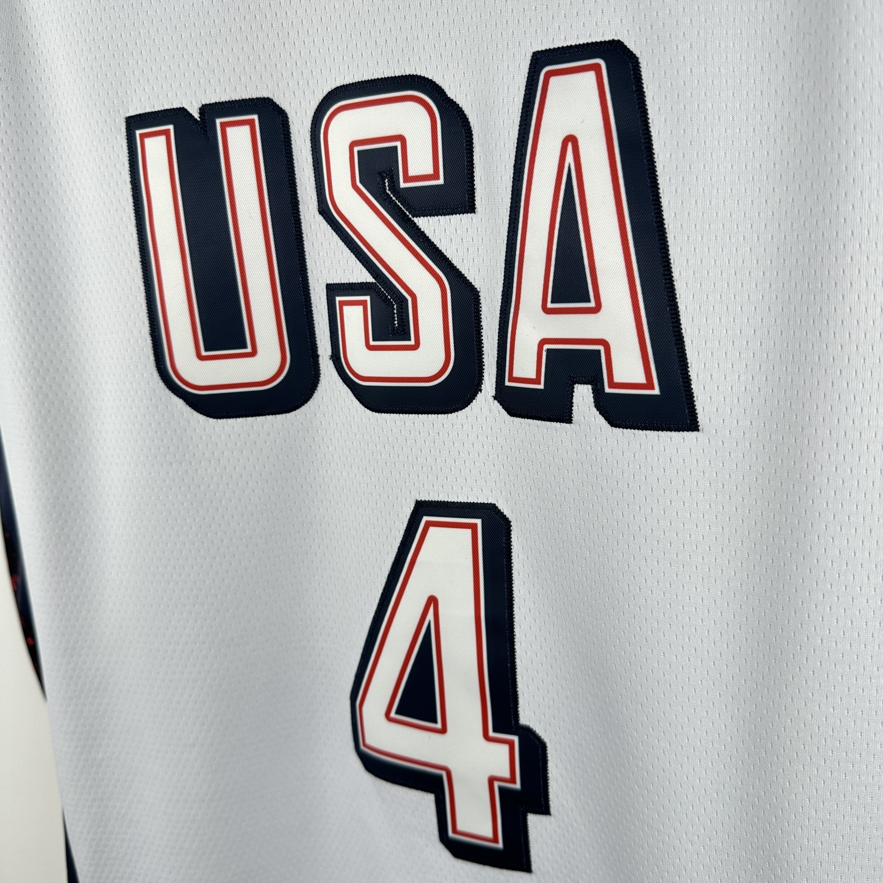 Embroidered 24th season USA team white No. 4 Curry