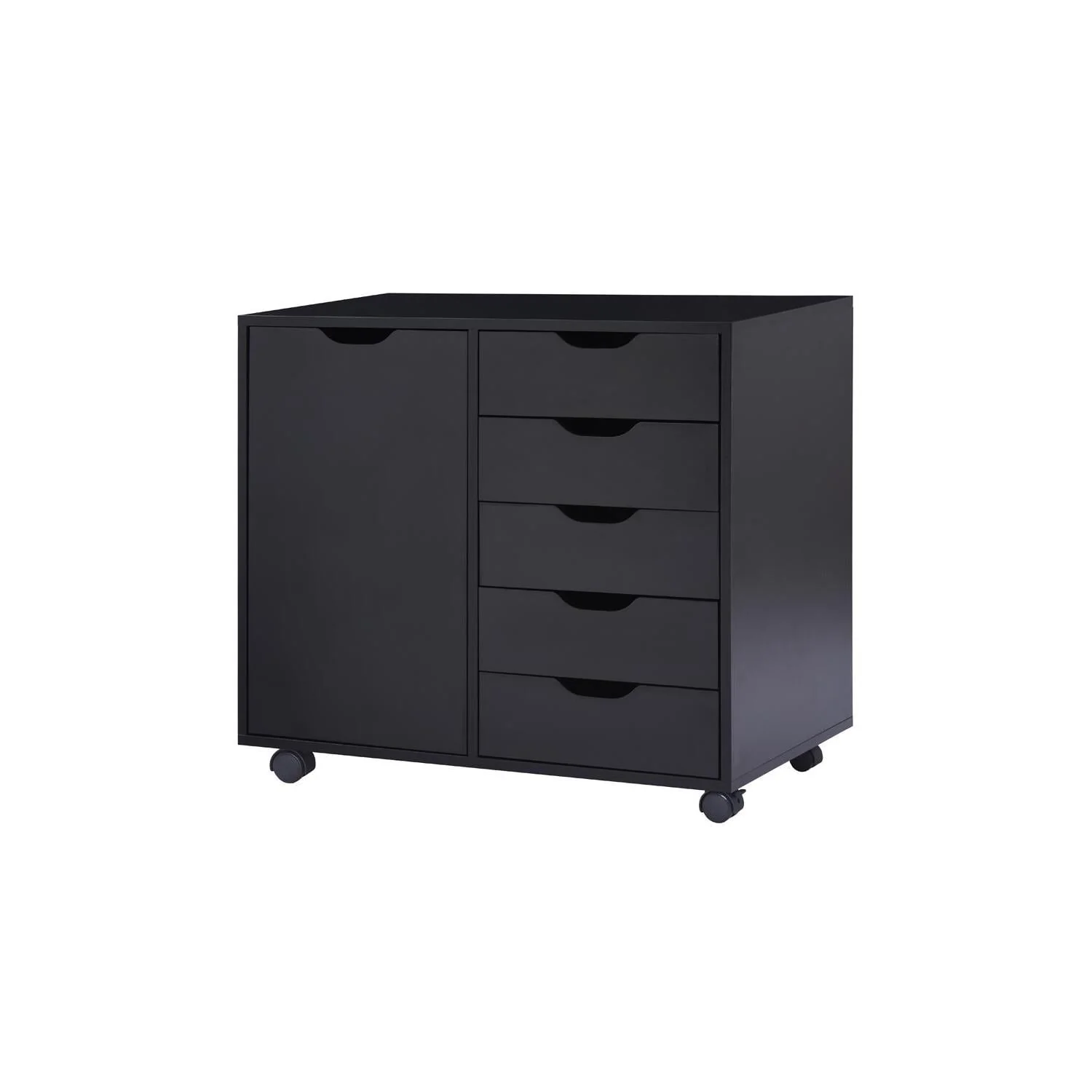 5 Drawer Dresser, Tall Dressers for Bedroom, Kids Dresser with Wheels, Storage Shelves with Drawers, Small Dresser for Closet, Makeup Dresser with 180 lbs Capacity - Black