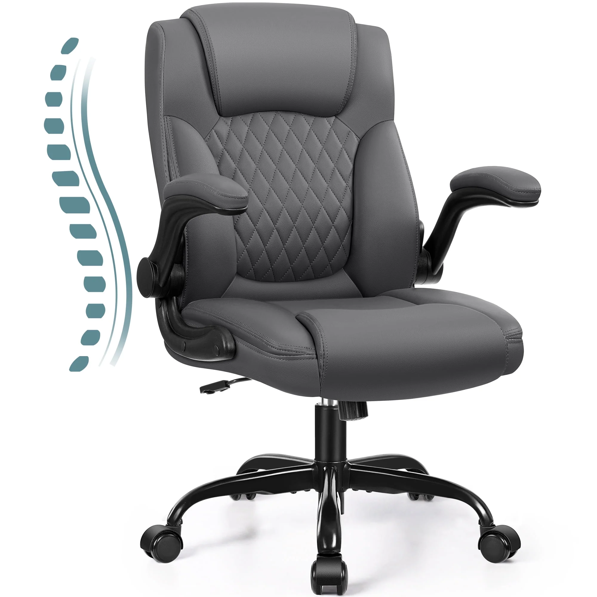 COOLHUT Leather Office Chair, Big and Tall Office Chair 400LBS Wide Seat Ergonomic Computer Desk Chair High Back Executive Leather Chair Adjustable Task Chair Lumbar Back with 8-Year Warranty, Black