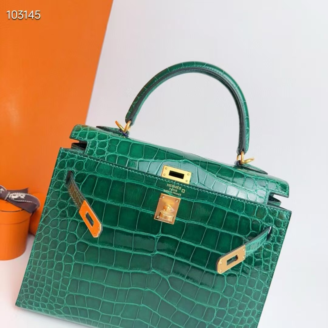 Hermès Kelly 25 Alligator Vert Emerald customization