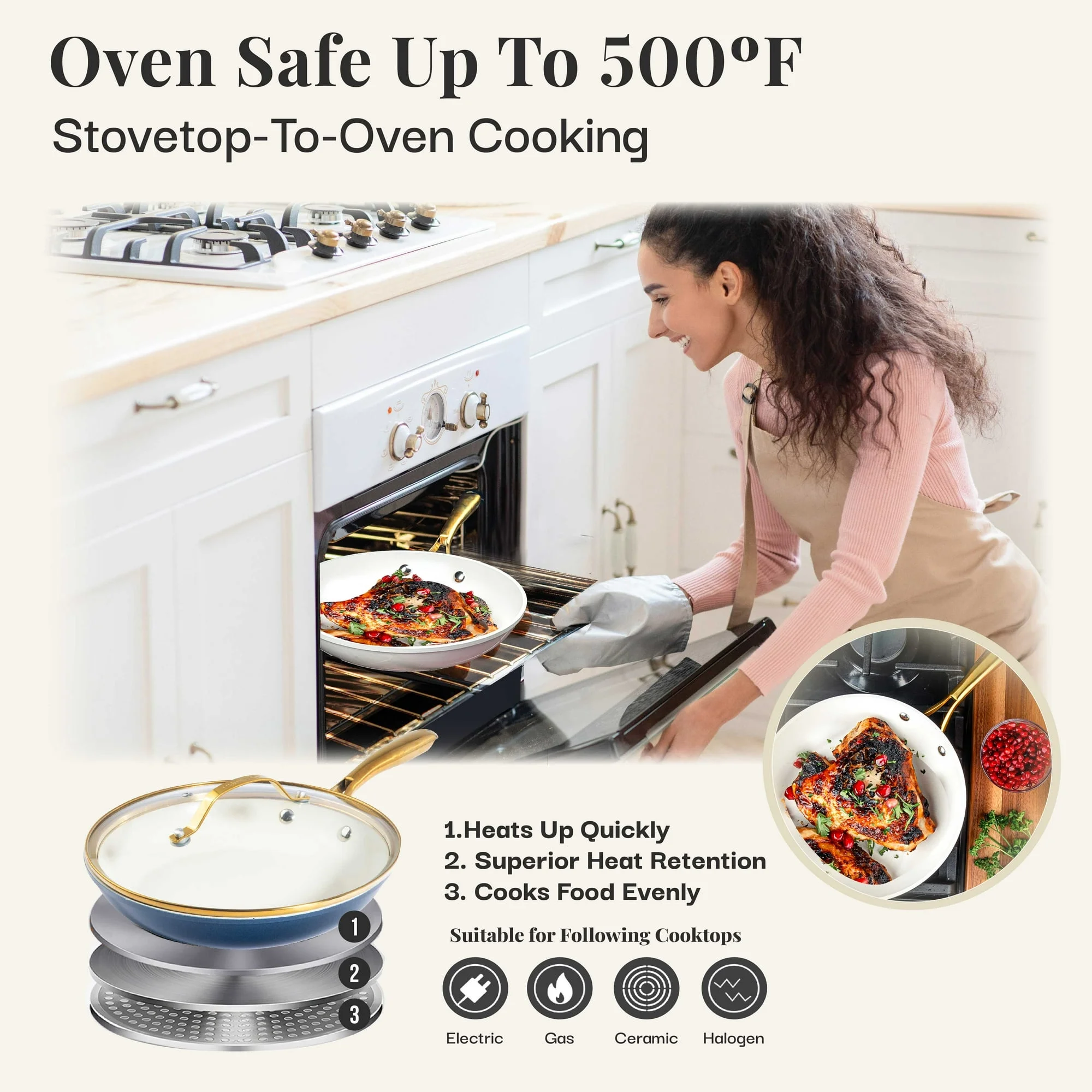 Gotham Steel 12 Pc Ceramic Cookware Set Nonstick, Pots and Pans Set Non Stick for Kitchen with Frying Pan, Sauce Pan, Pots and Pans for Cooking, Non Toxic Cookware Sets, Oven/Dishwasher Safe, Navy
