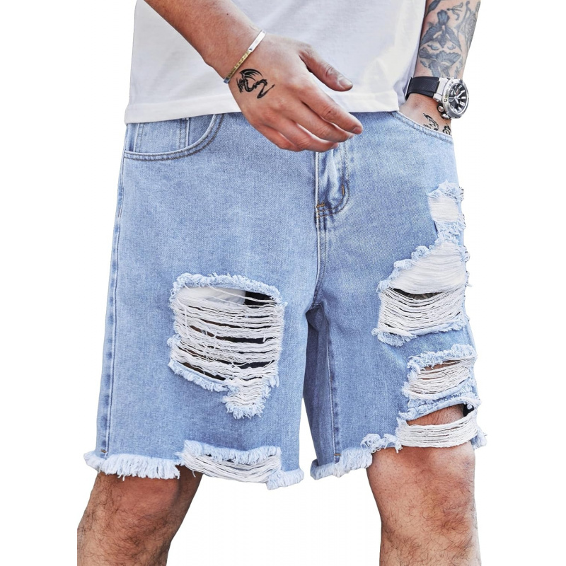 Men's Ripped Distressed Raw Trim