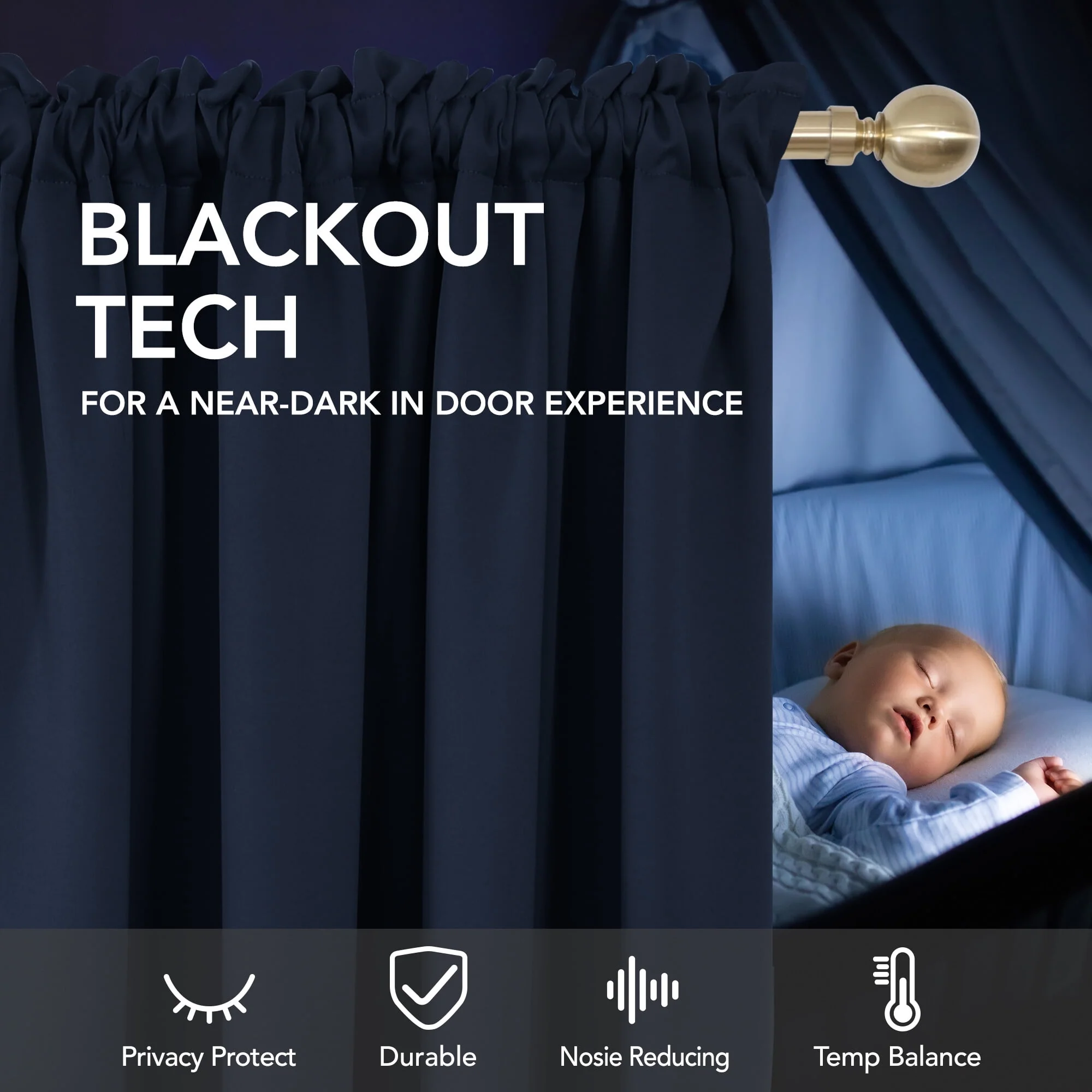 Deconovo Blackout Curtains Rod Pocket Room Darkening Curtain Panels, Set of 2, Multiple Sizes & Colors Available