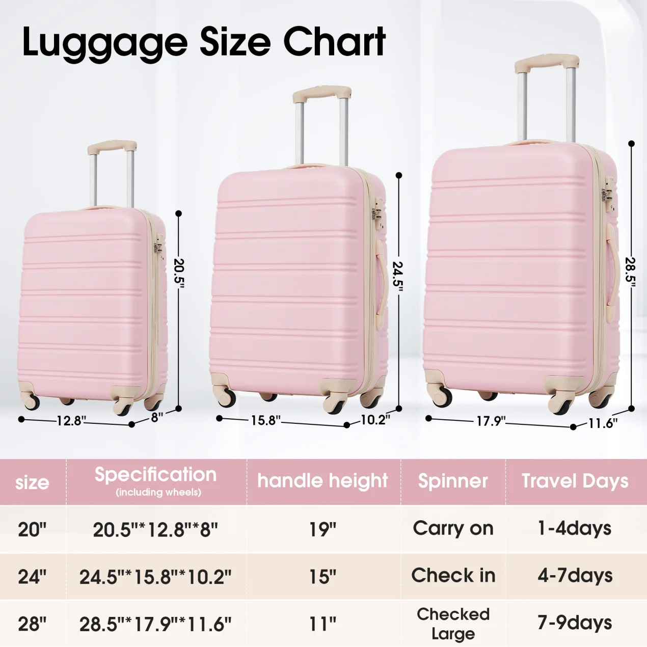 Luggage Sets 3 Piece, Hardside Expandable Ultra Durable PC Lightweight Carry On, Travel Suitcase Set with TSA Lock Spinner Wheels, Multicolor Purple