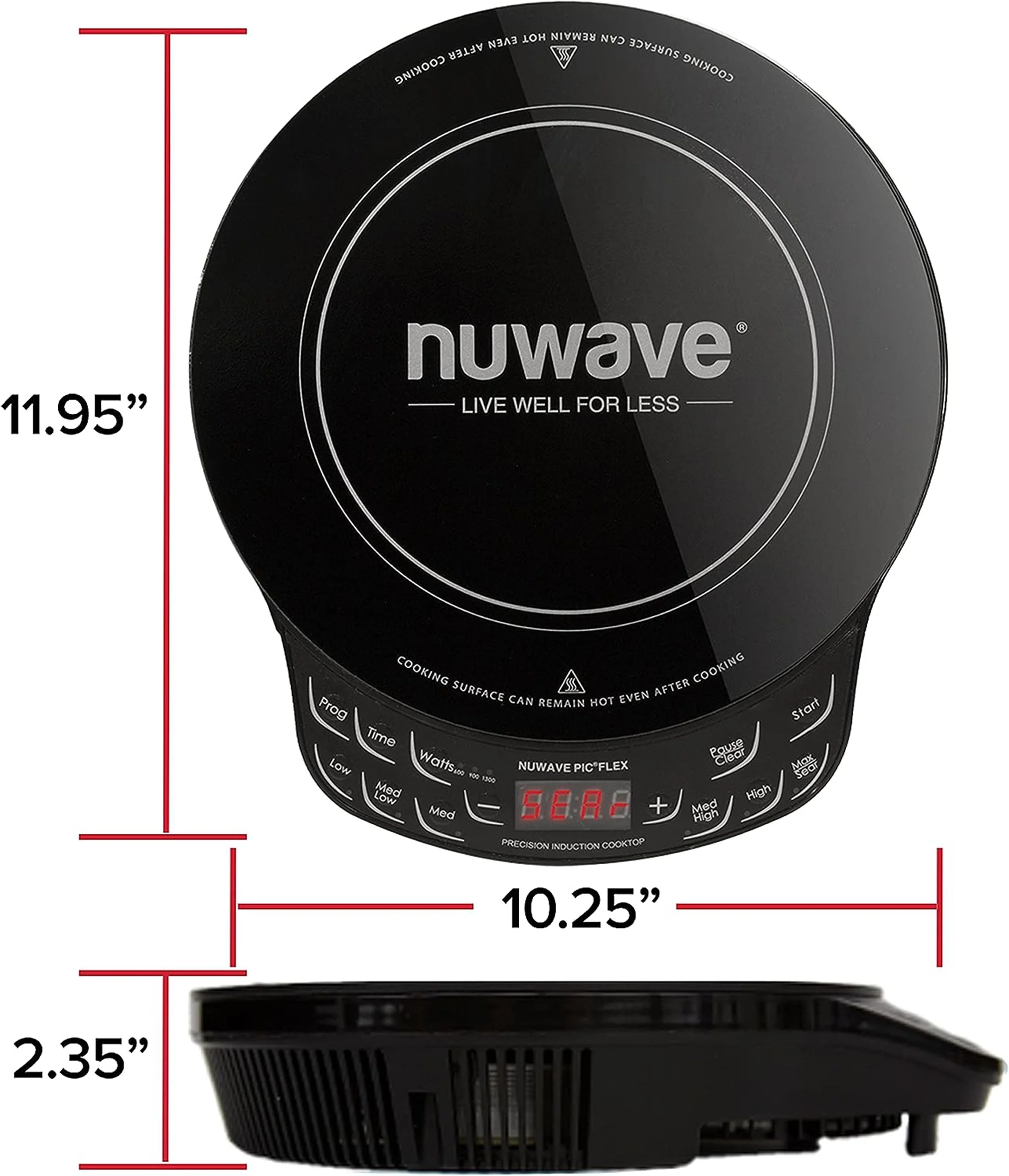 Nuwave Induction Cooktop with 4Qt Non-Stick Ceramic Pan, 3 Watt Settings 600, 900 & 1300W, 6.5a?? Heating Coil, Induction Cooktop, Cooking