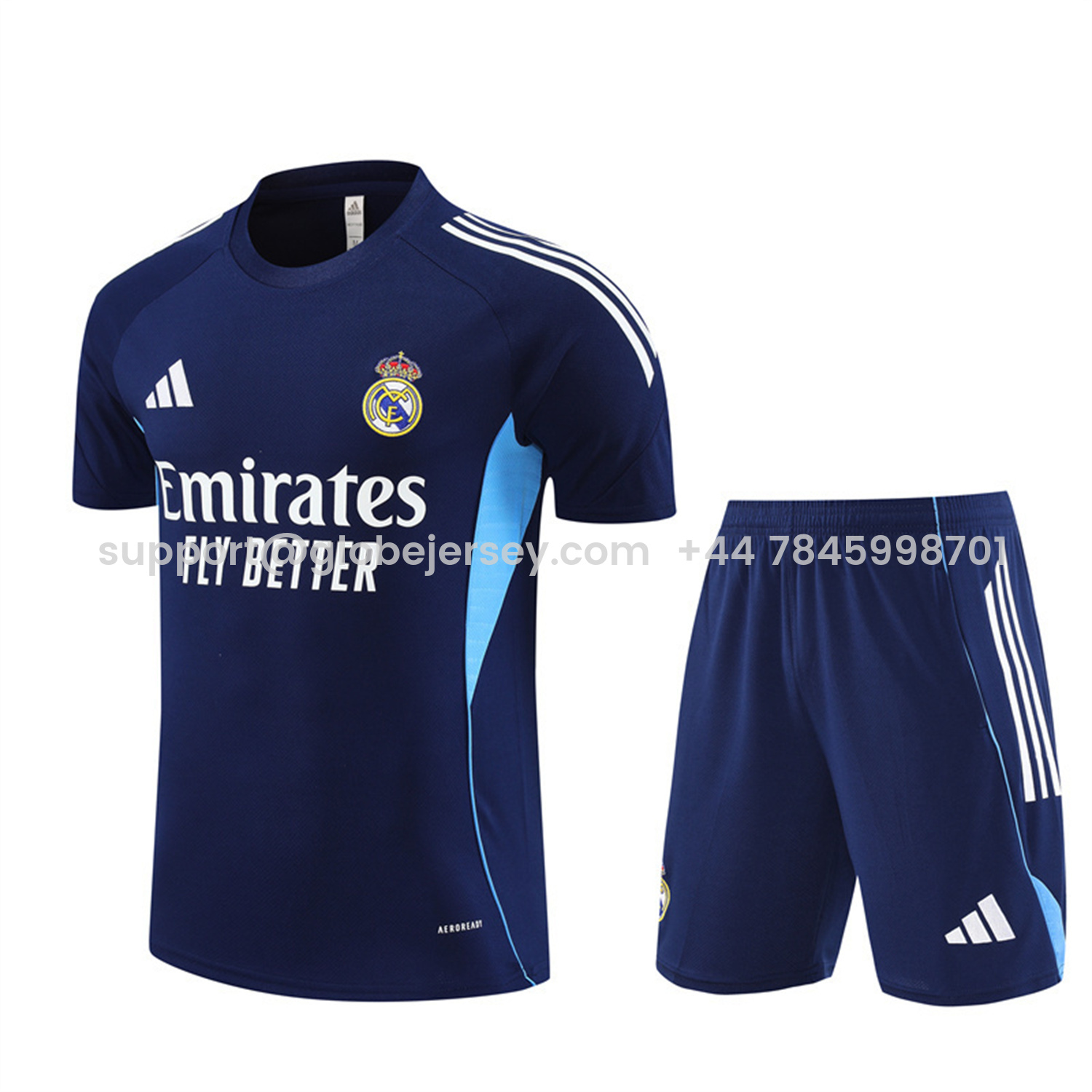 Real Madrid 25-26 Short-Sleeve Training Set - Royal Blue Top & Royal Blue Shorts
