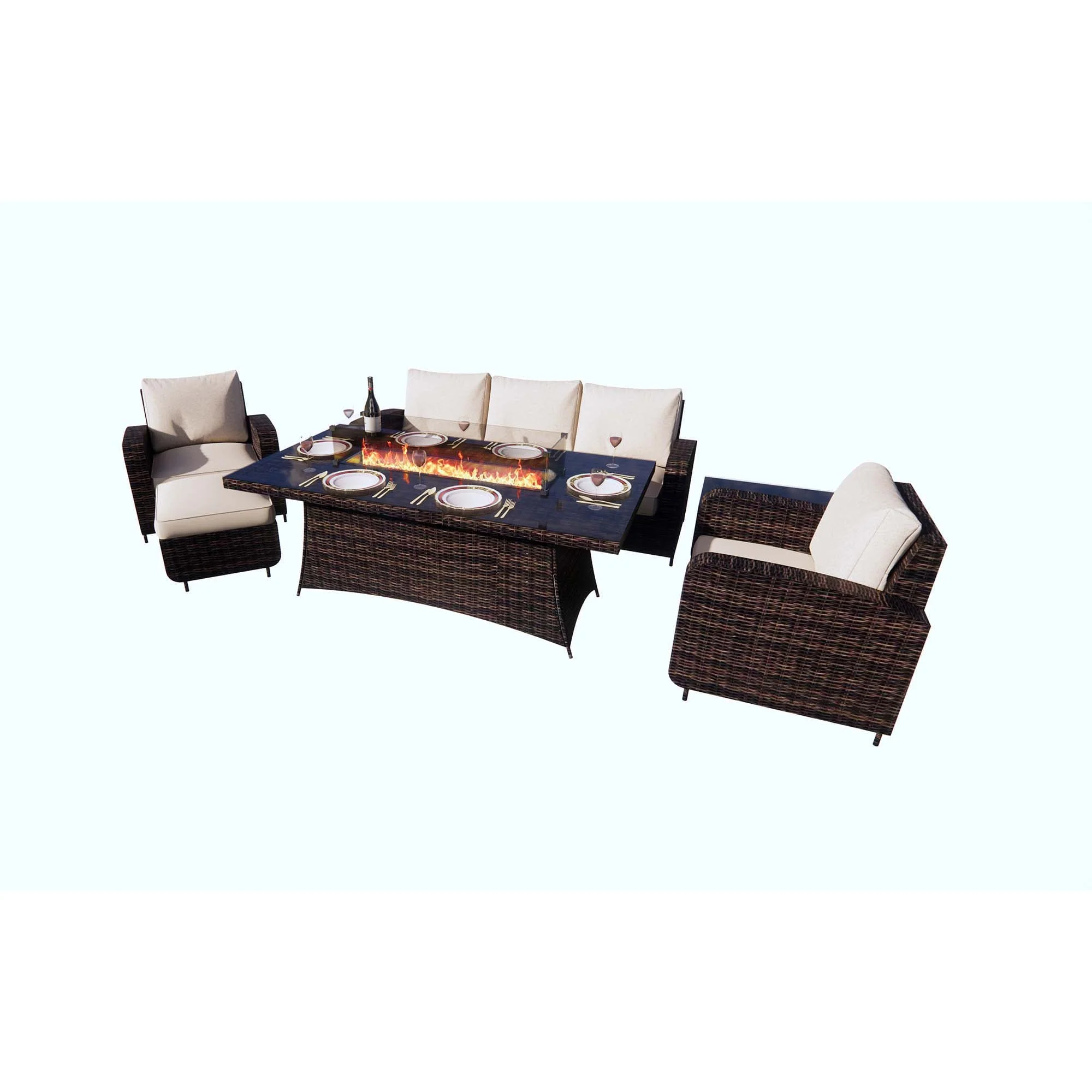Direct Wicker 6-Piece Outdoor Patio Furniture Set with 72