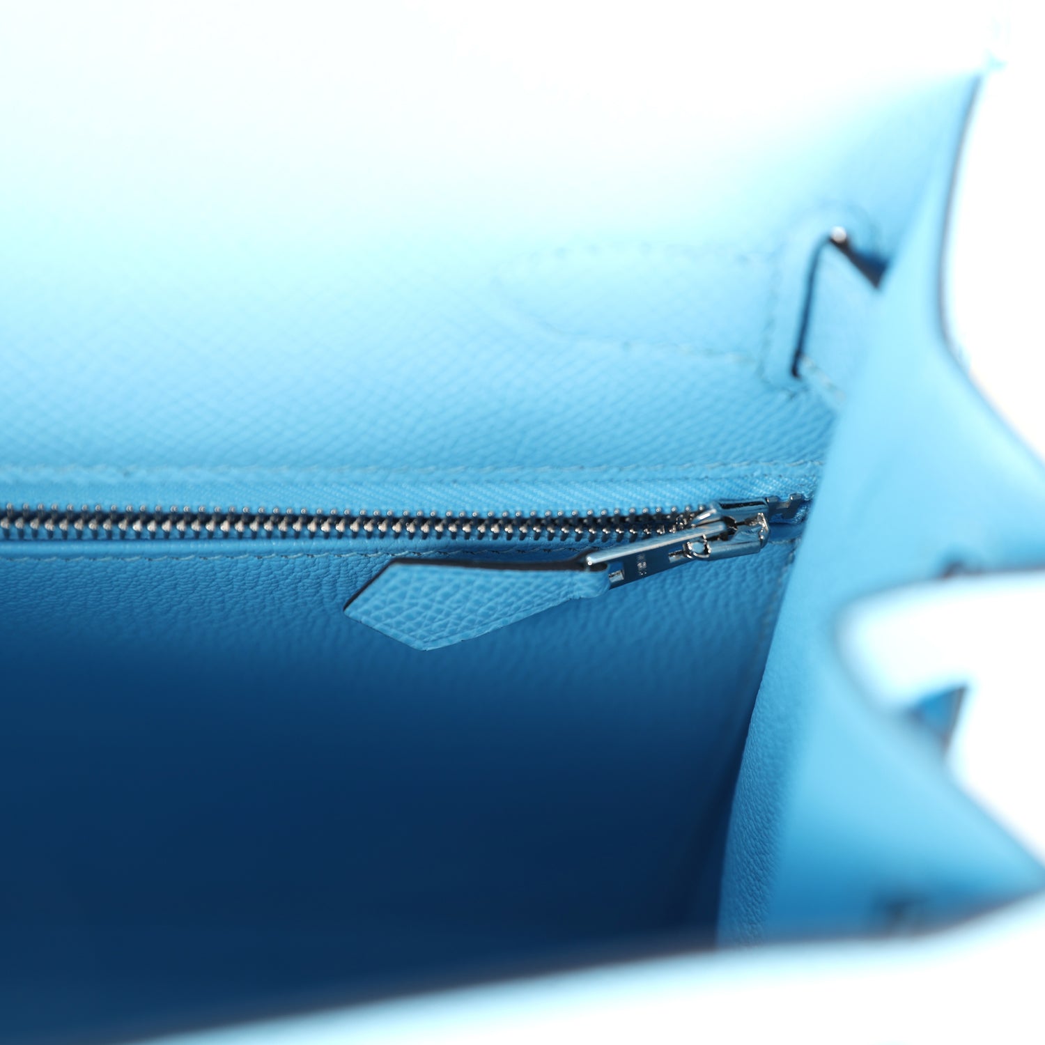 Kelly Sellier 28 Bleu Celeste Epsom Palladium Hardware