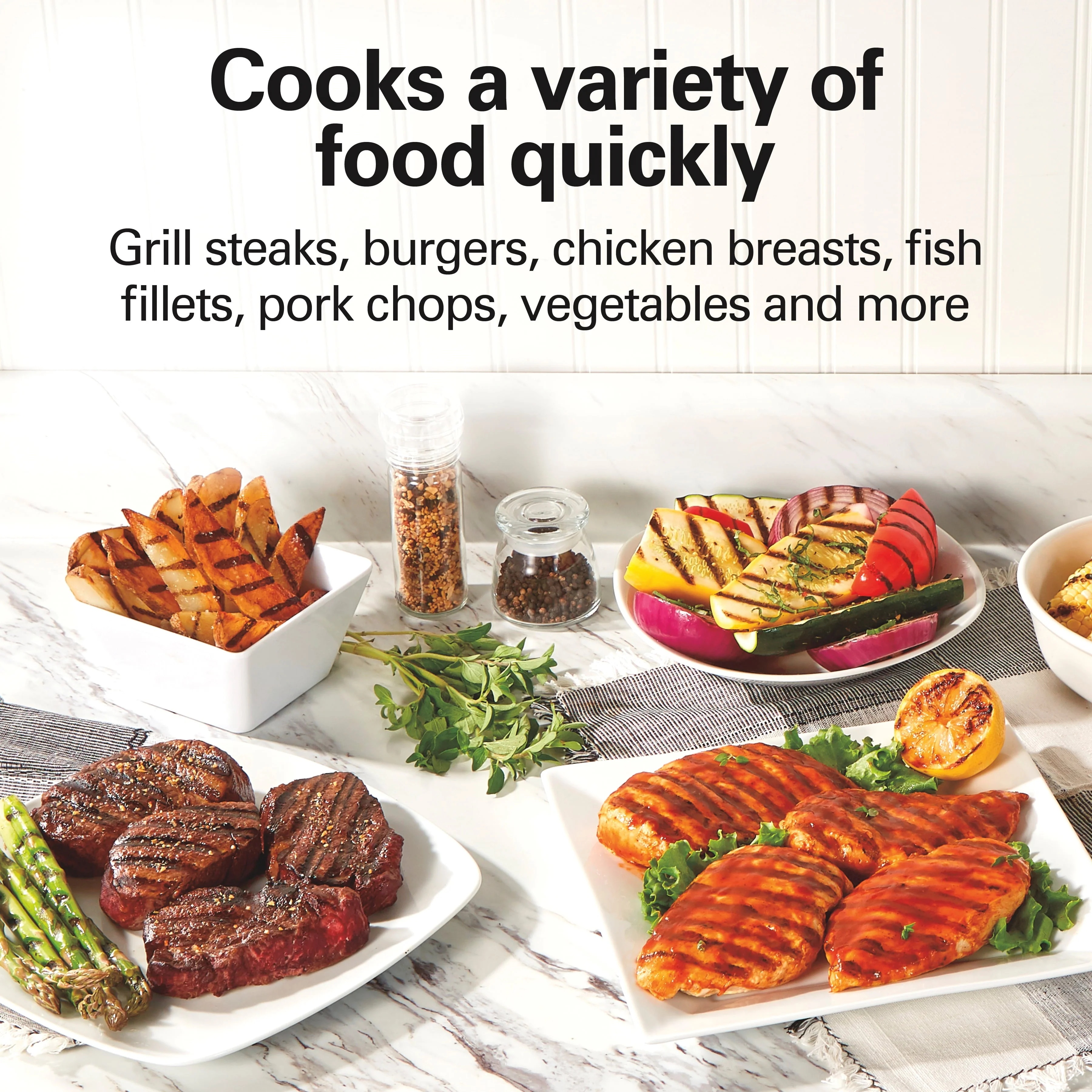 Hamilton Beach Electric Indoor Grill, 6-Serving, Large 90 sq.in. Nonstick Easy Clean Plates, Floating Hinge for Thicker Foods, 1200W, Stainless Steel, 25371