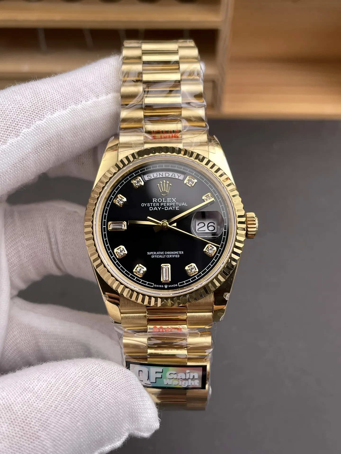 Rolex Day-Date Black Baguette Diamond 36mm