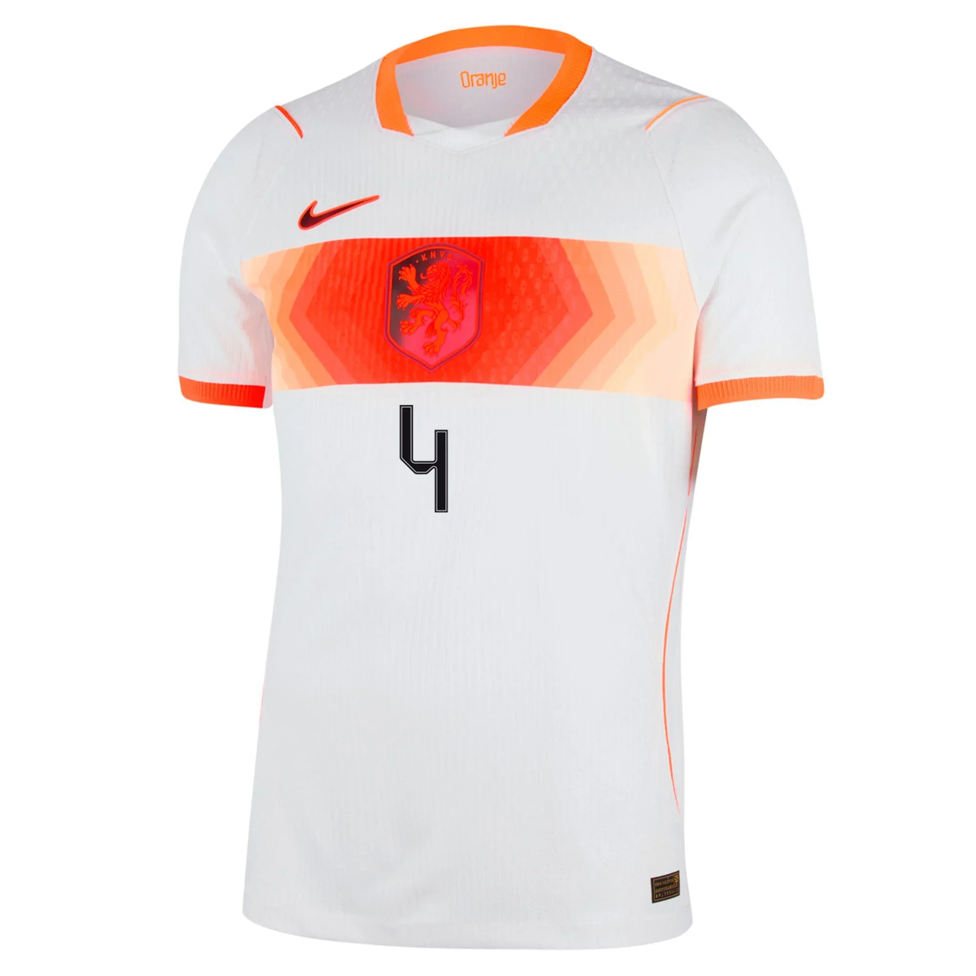 Nike Mens Netherlands Virgil Van Dijk Match Authentic Away Jersey 2026 (White/Hyper Crimson)