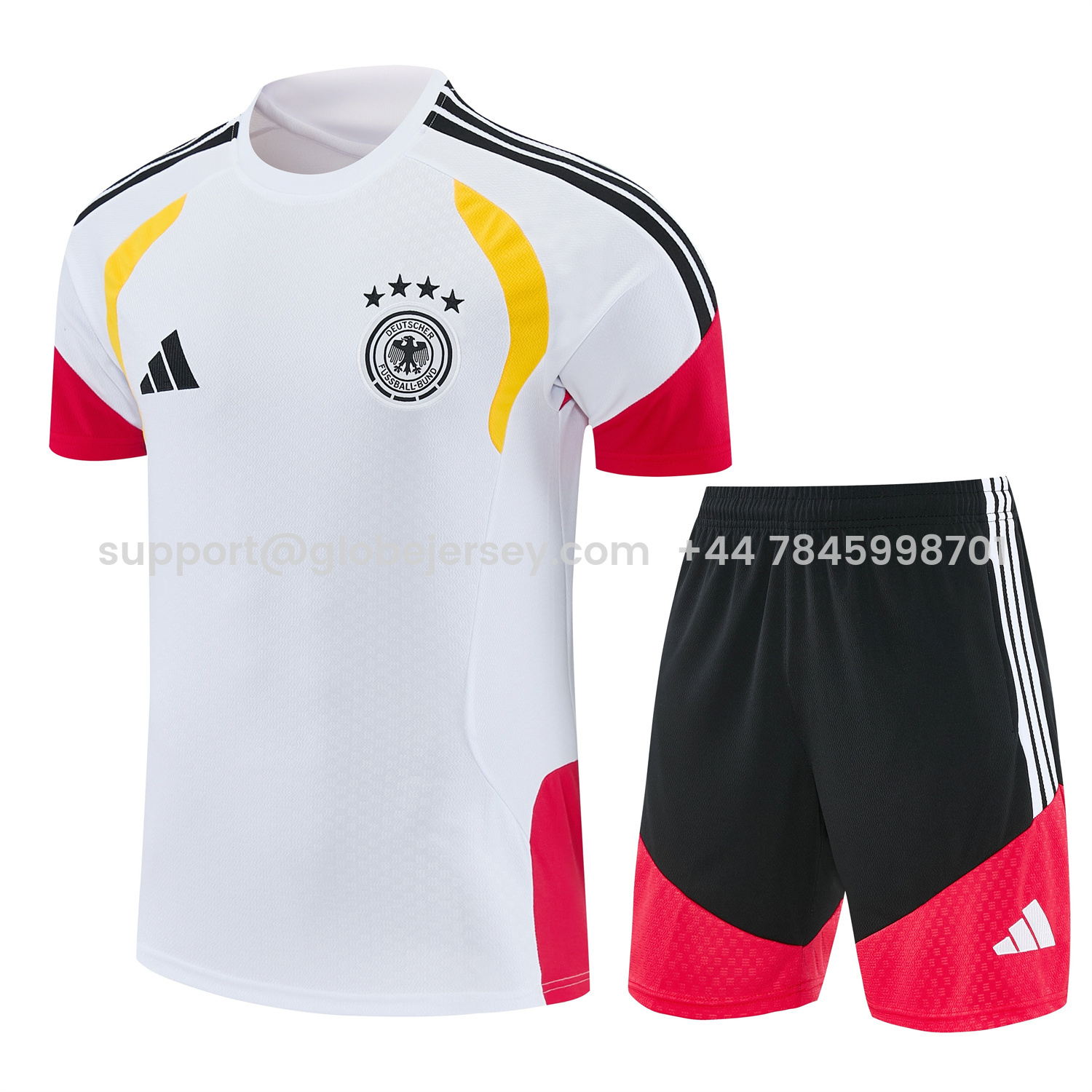 Germany 2026 Short-Sleeve Training Set - White Top and Black Shorts