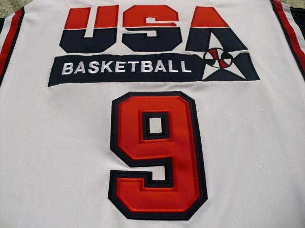 1:1 double layer solid embroidery player version Mengyi Replica #9 Jordan white suit