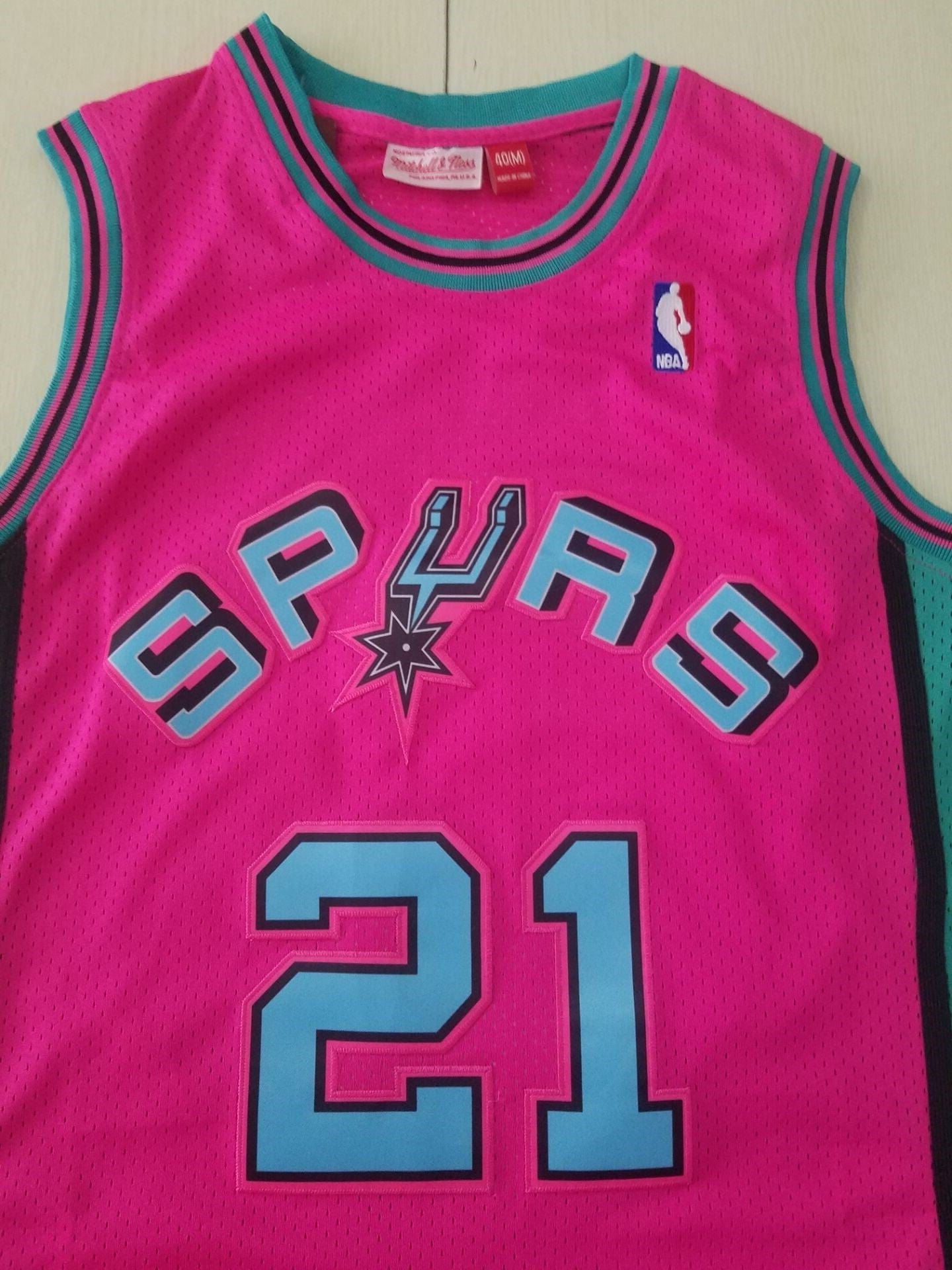Men's San Antonio Spurs Tim Duncan Pink 1998/99 Classics Swingman  Jersey