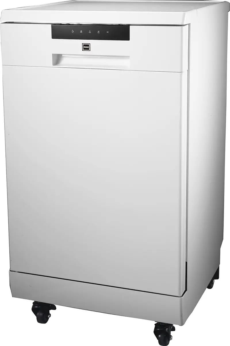 18-Inch Portable Dishwasher – Compact Countertop Unit. 8-Place Setting Capacity. White Finish