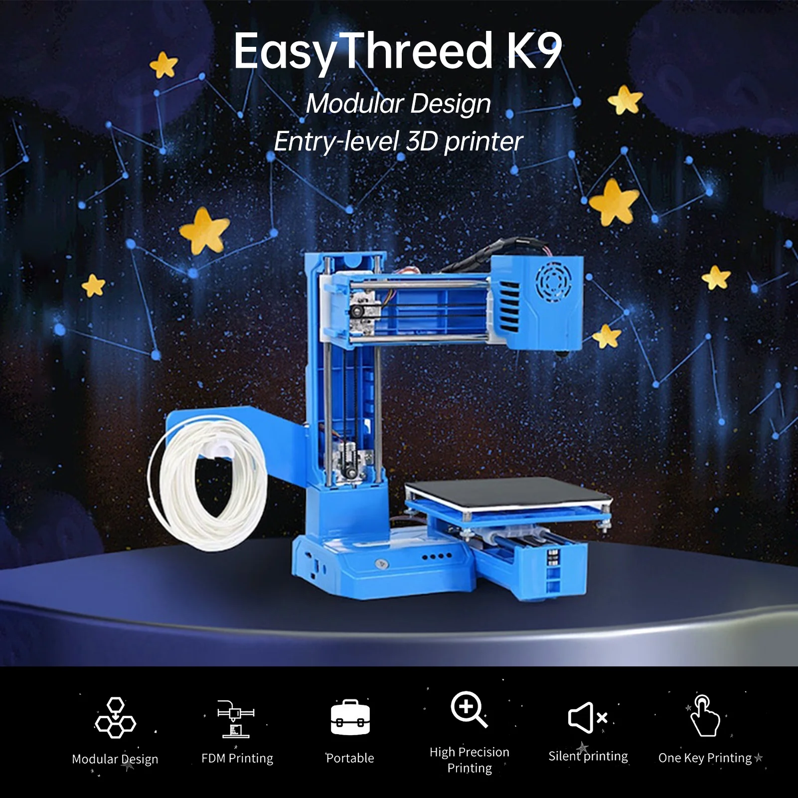 EasyThreed 3D Printer Mini Desktop Printing Machine for Beginners Household Education(Black)