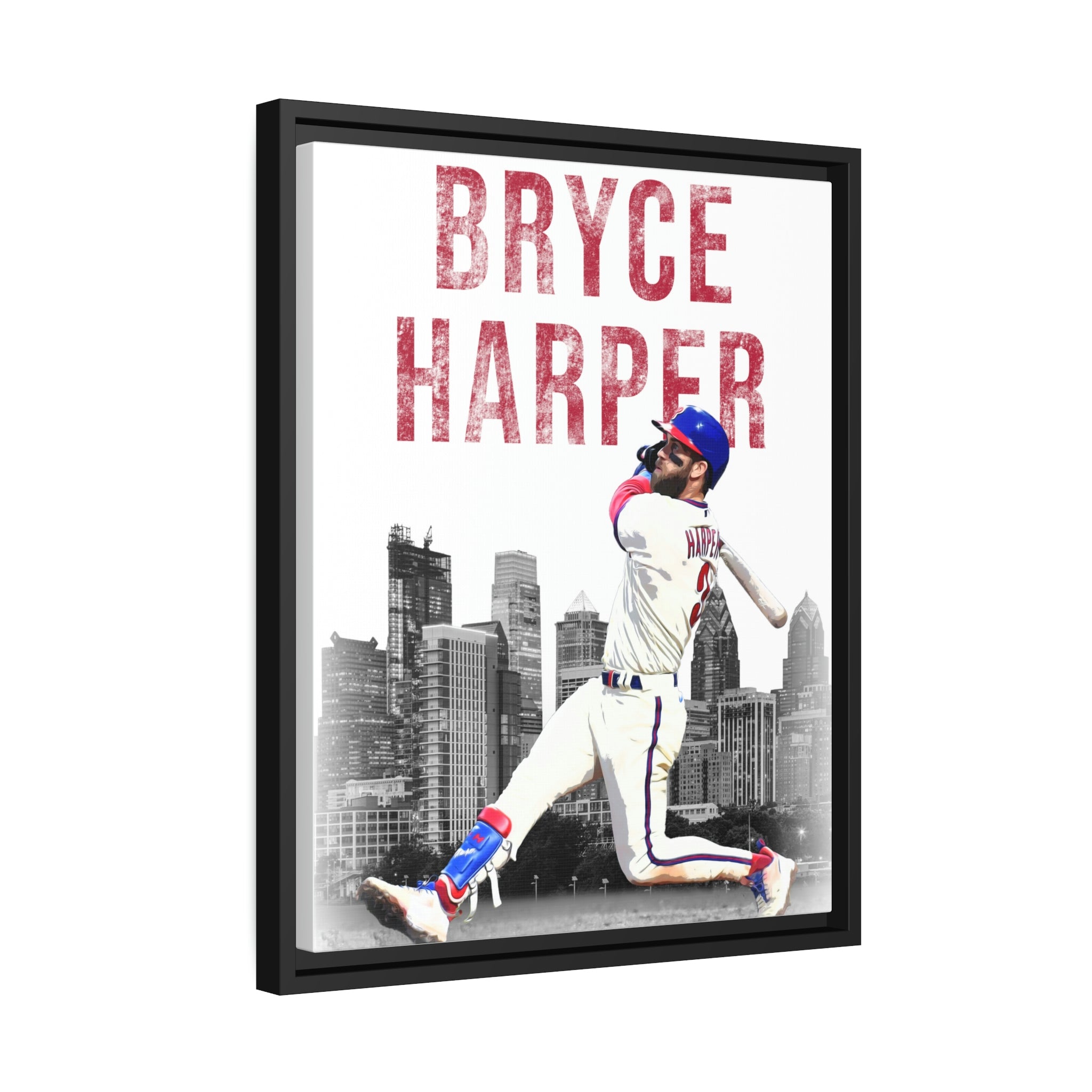 Bryce Harper Philadelphia Phillies Swinging Home Run Premium Wall Art Framed Canvas