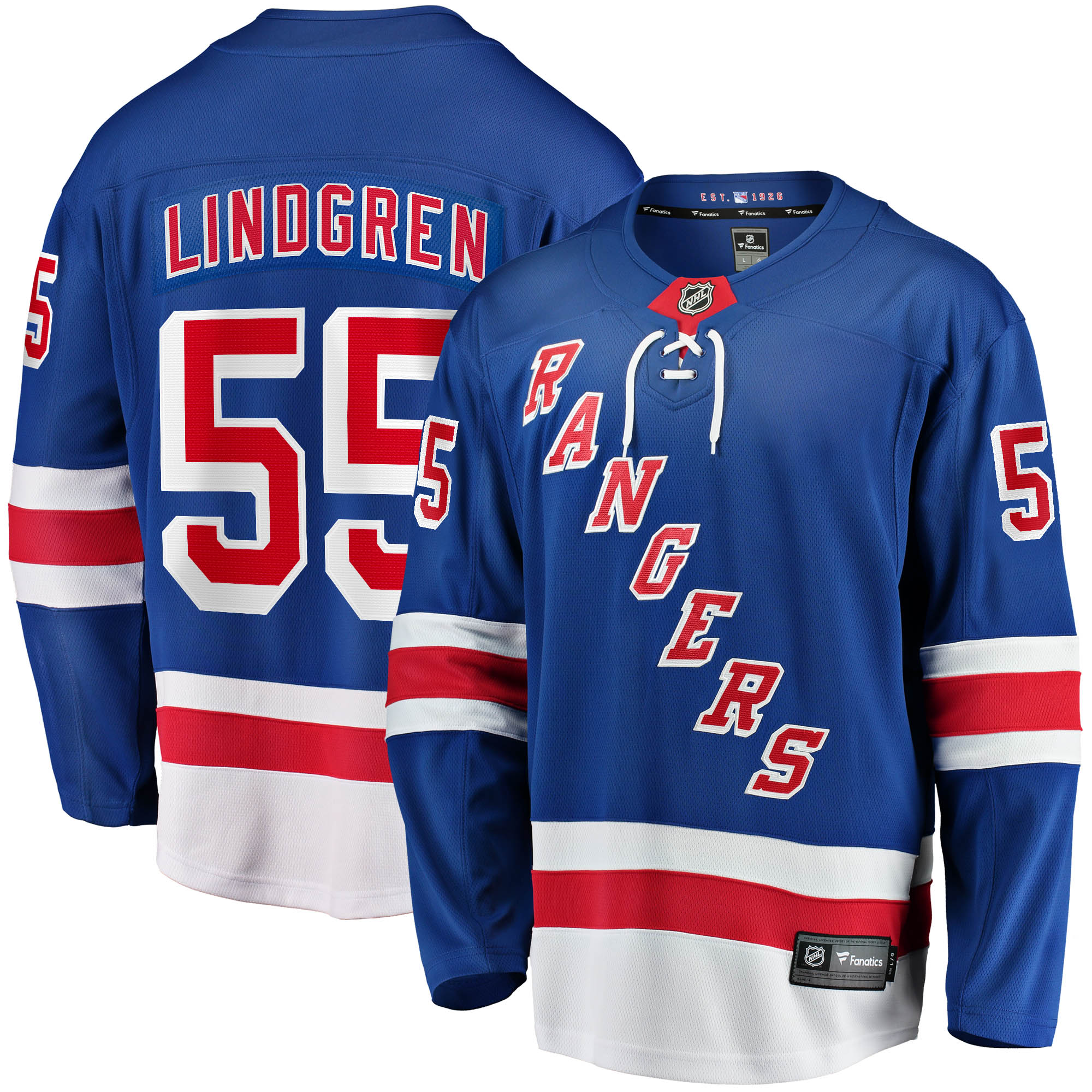 Ryan Lindgren New York Rangers Fanatics Home Breakaway Replica Jersey – Blue
