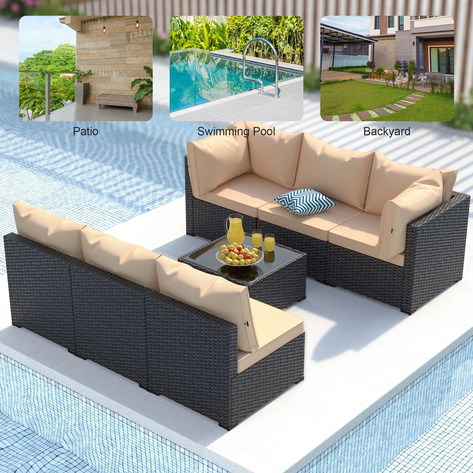 8 Piece Patio Furniture Set with 42