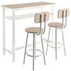 uhomepro 3 Pieces Bar Table Set, Modern Counter Height Kitchen Table and Chairs for 2, Wood Pub Bar Table Set Perfect Breakfast Nook, Small Space Living Room, Beige