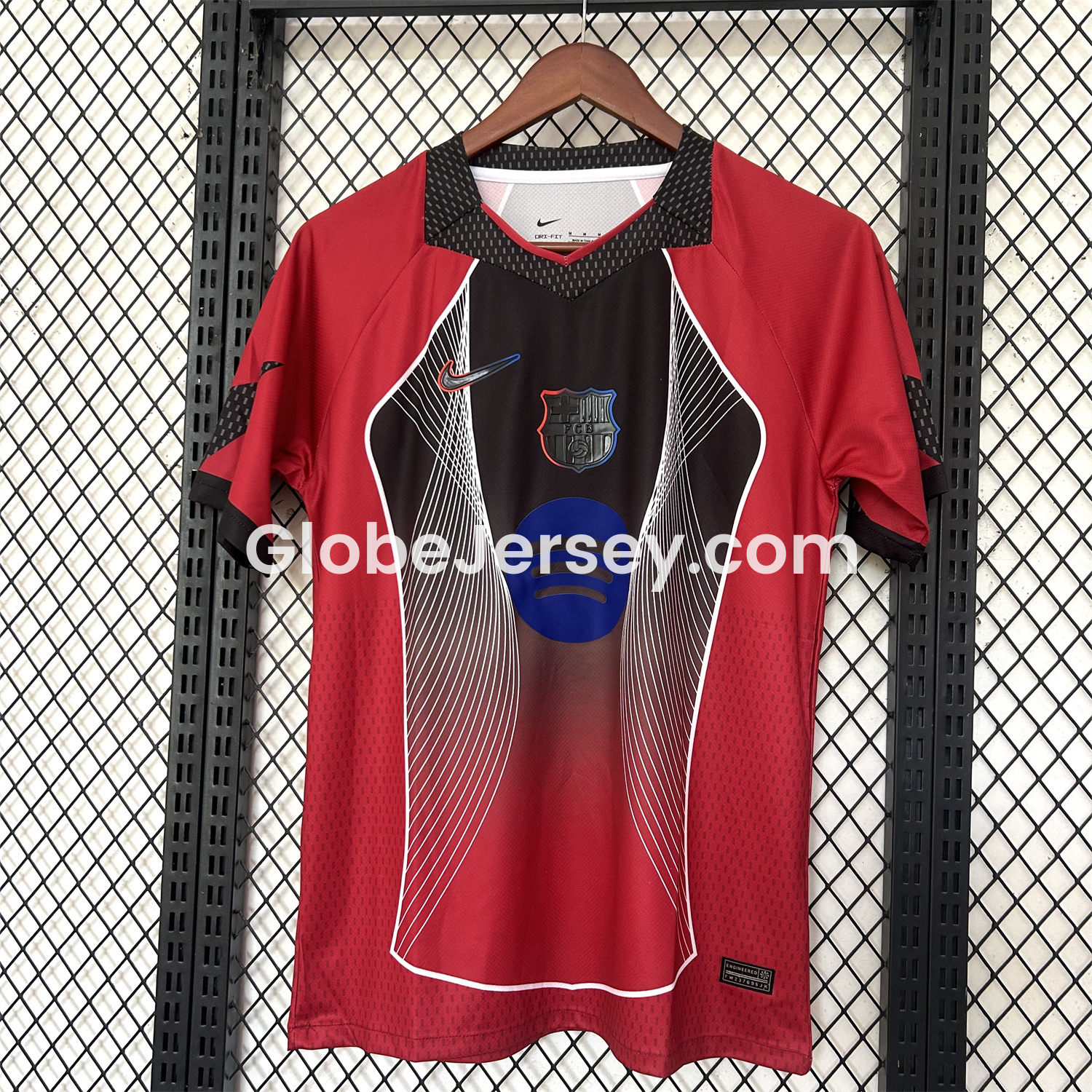 Barcelona 25-26 T90 White Black Lines Red Jersey - Fans Version