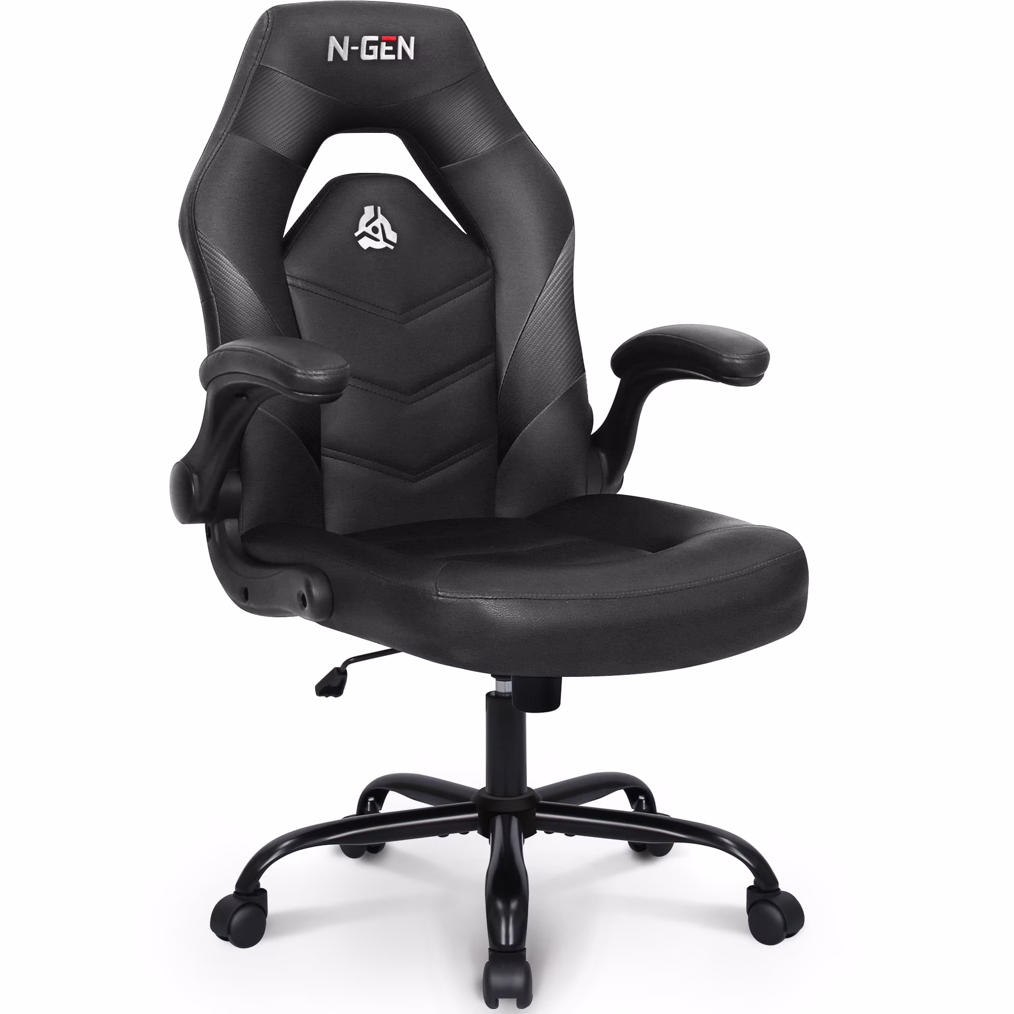 N-GEN Red Gaming Chair, Flip-up Armrest Computer Chair Ergonomic Office Chair PU Leather Desk Chair Executive Adjustable Swivel Task Chair