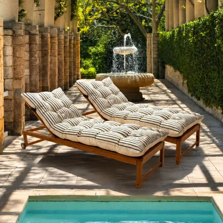 Ocean Stripe Woven Outdoor Lounger Cushion