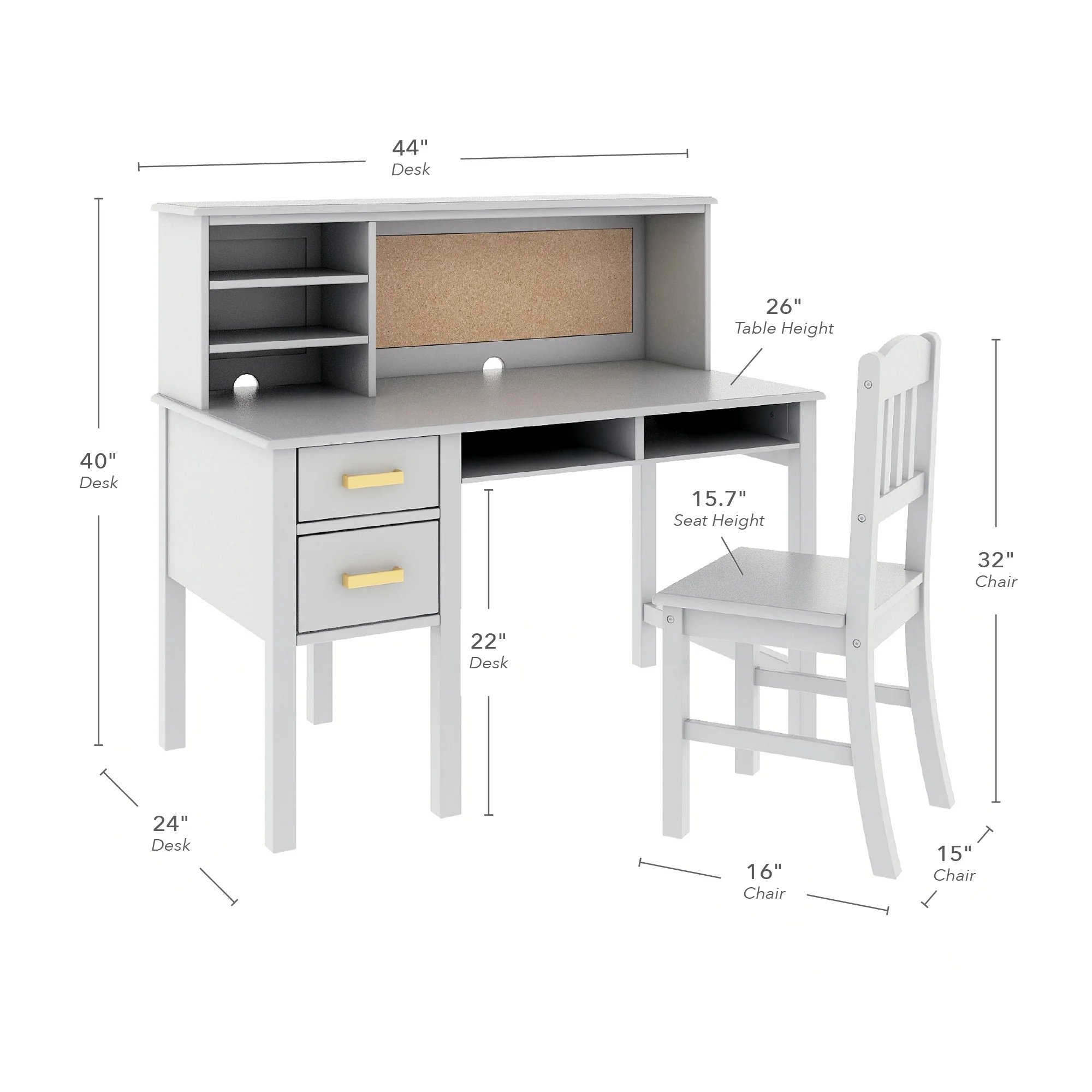 Guidecraft Taiga Kids Desk and Chair Set with Hutch - Navy: Kids Wooden Computer Desk with Storage Drawers and Shelves | Kids Study Table for Bedroom