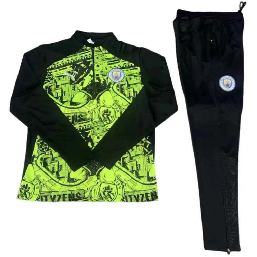 2024-25 New Season Manchester City Fluorescent Green [Camouflage] Children's Training Suit