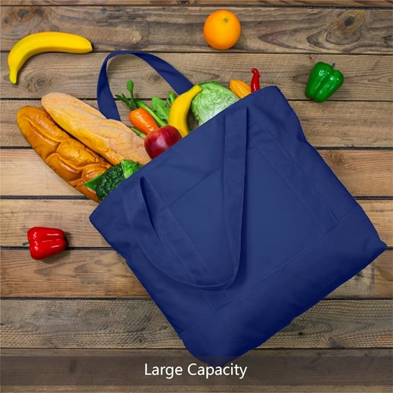 CANVORY 1-Pack Canvas Tote Bag with an External Pocket
