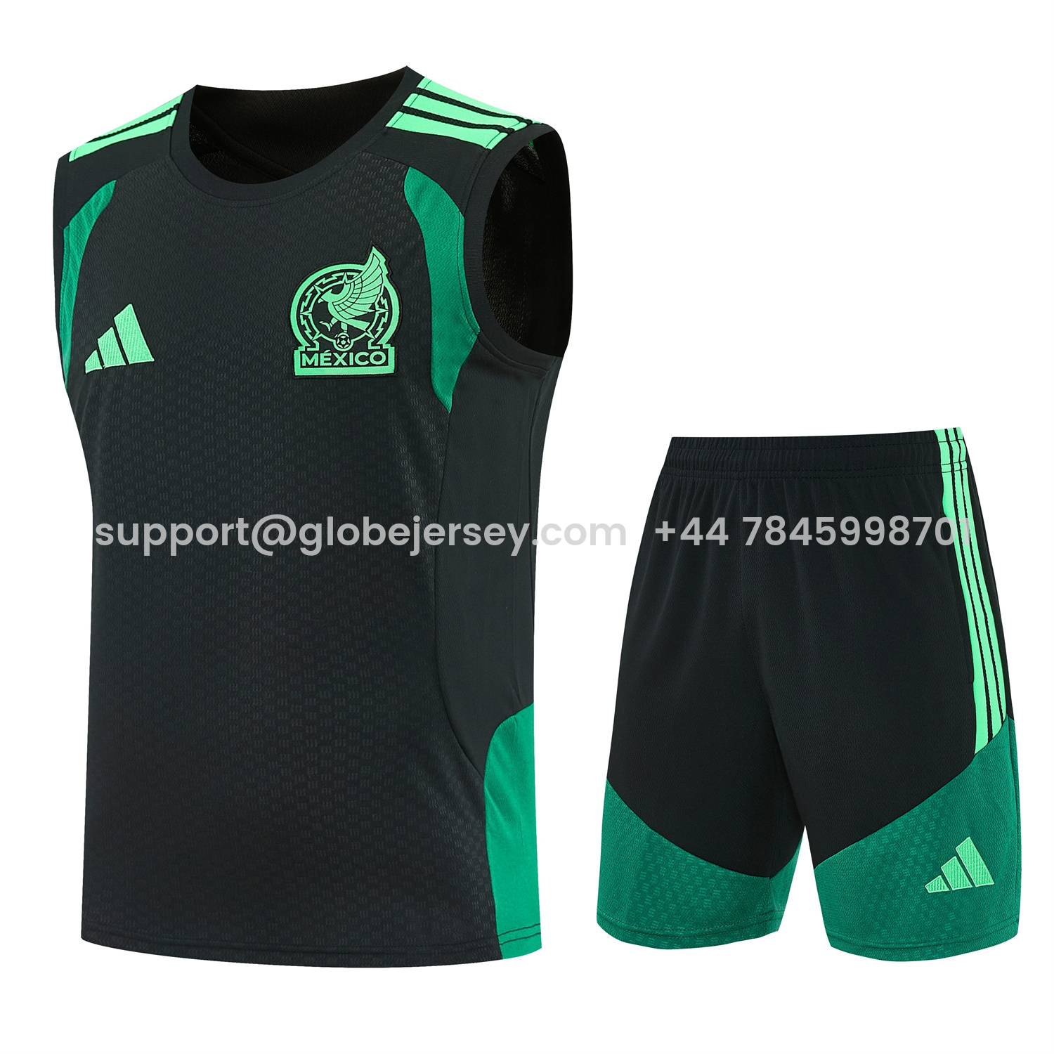 Mexico 2026 Vest Training Set - Black With Green Vest and Shorts
