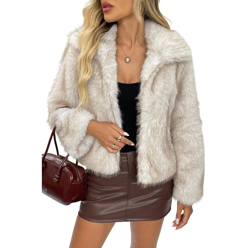 Women's Two-Tone Faux Fur Coat