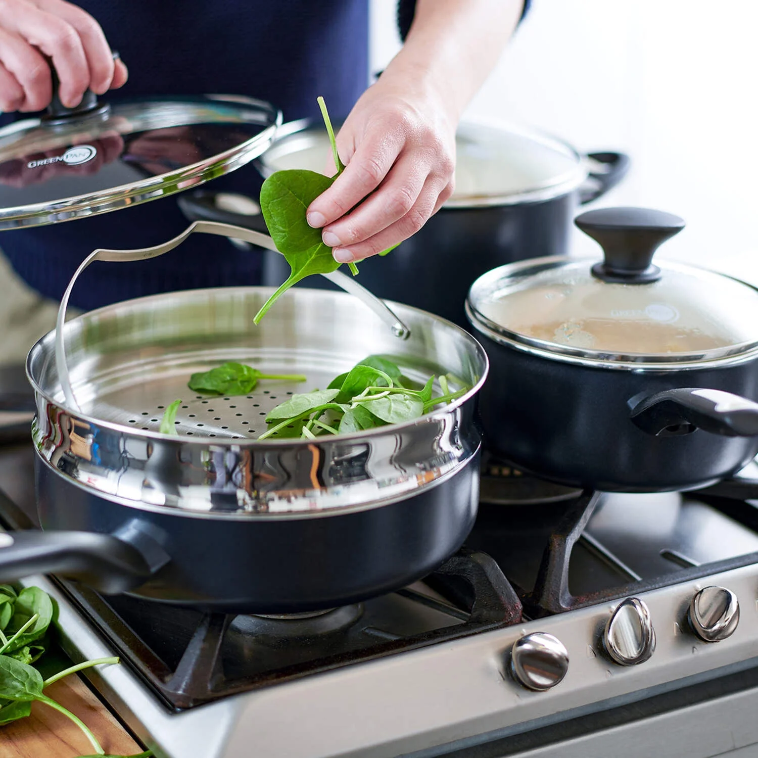 GreenPan Rio Ceramic Nonstick 16-Piece Cookware Set - Black