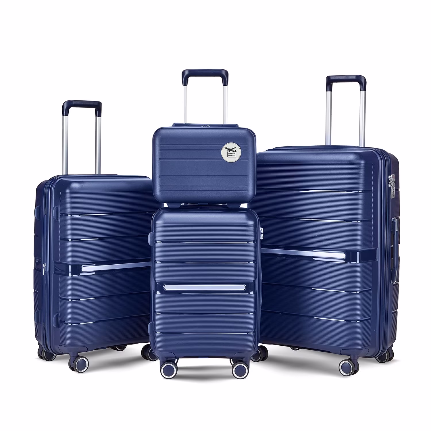 4 Piece Luggage Set, Expandable Lightweight Suitcase Set, PP Materials Travel Luggage with TSA Lock Spinner Wheels, White (14/20/24/28)
