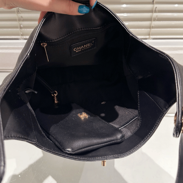 Chanel 25P Hippie Hobo Bag Black 9.8 Inches