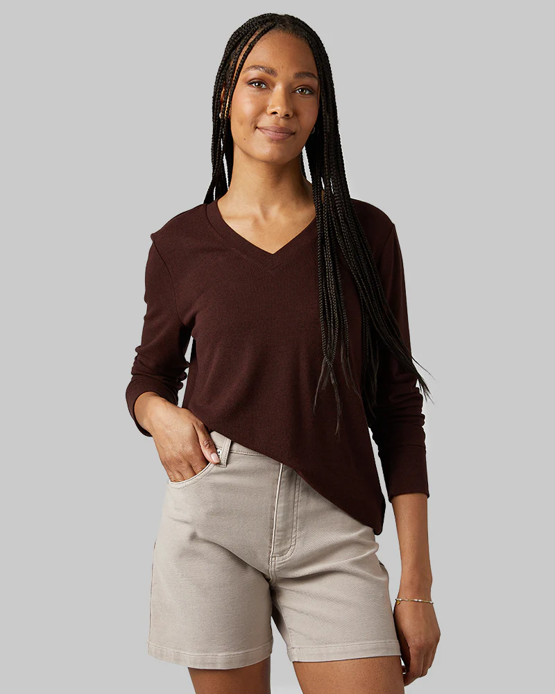 WOMEN'S SOFT SWEATER KNIT VNECK TOP