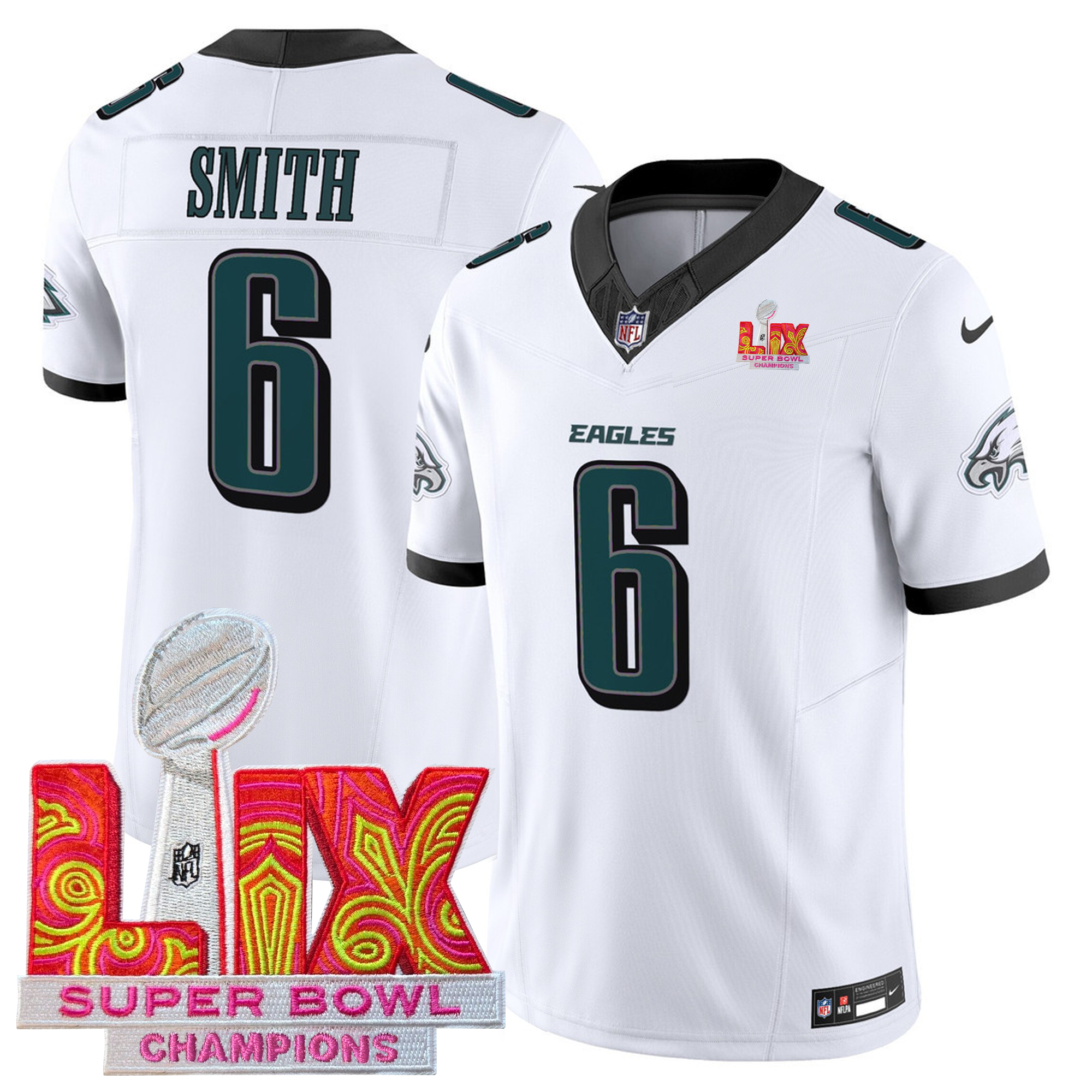 Men's Philadelphia Eagles Jersey - Super Bowl LIX Champions Patch