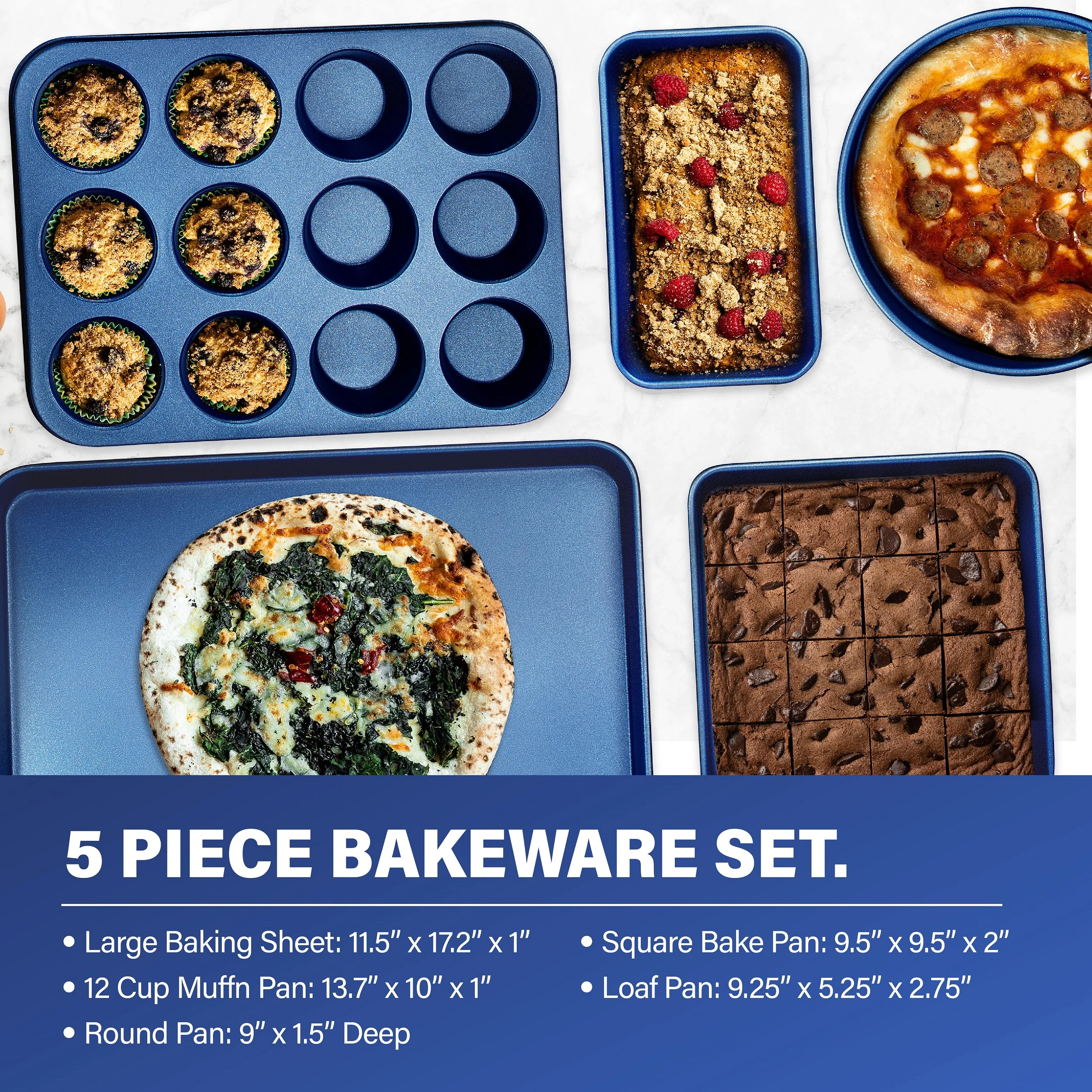 Granitestone True 20 Pc Pots and Pans Set Non Stick Cookware Set with Deep Square Pan and Bakeware Set, Non Toxic , Oven & Dishwasher Safe, No Cheater Pieces