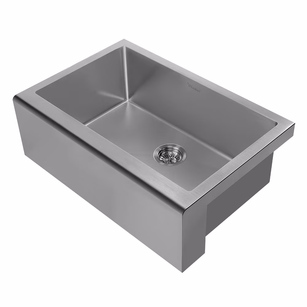 Whitehaus Collection WHNPL3020-MBLK Noah Plus Collection Single Bowl Undermount Sink Set with a Seamless Customized Front Apron - Matte Black