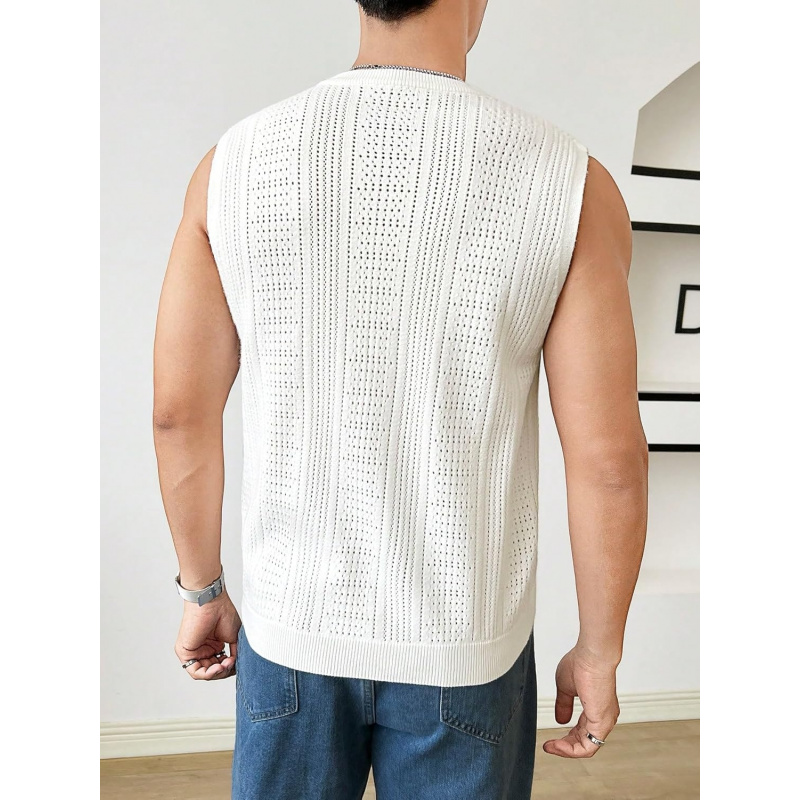 Men's Sleeveless Round Neck Knit Tank Top Casual Sweater Vest