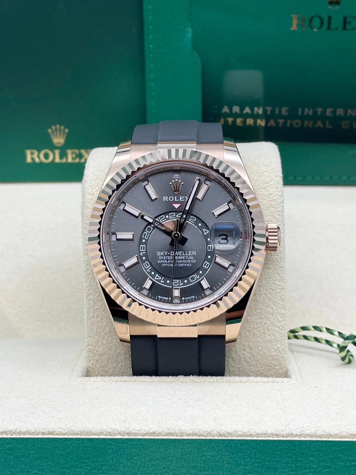 【Super Clone】RLX  Sky-Dweller 42mm Rose Gold Slate Dial Oysterflex - 336235