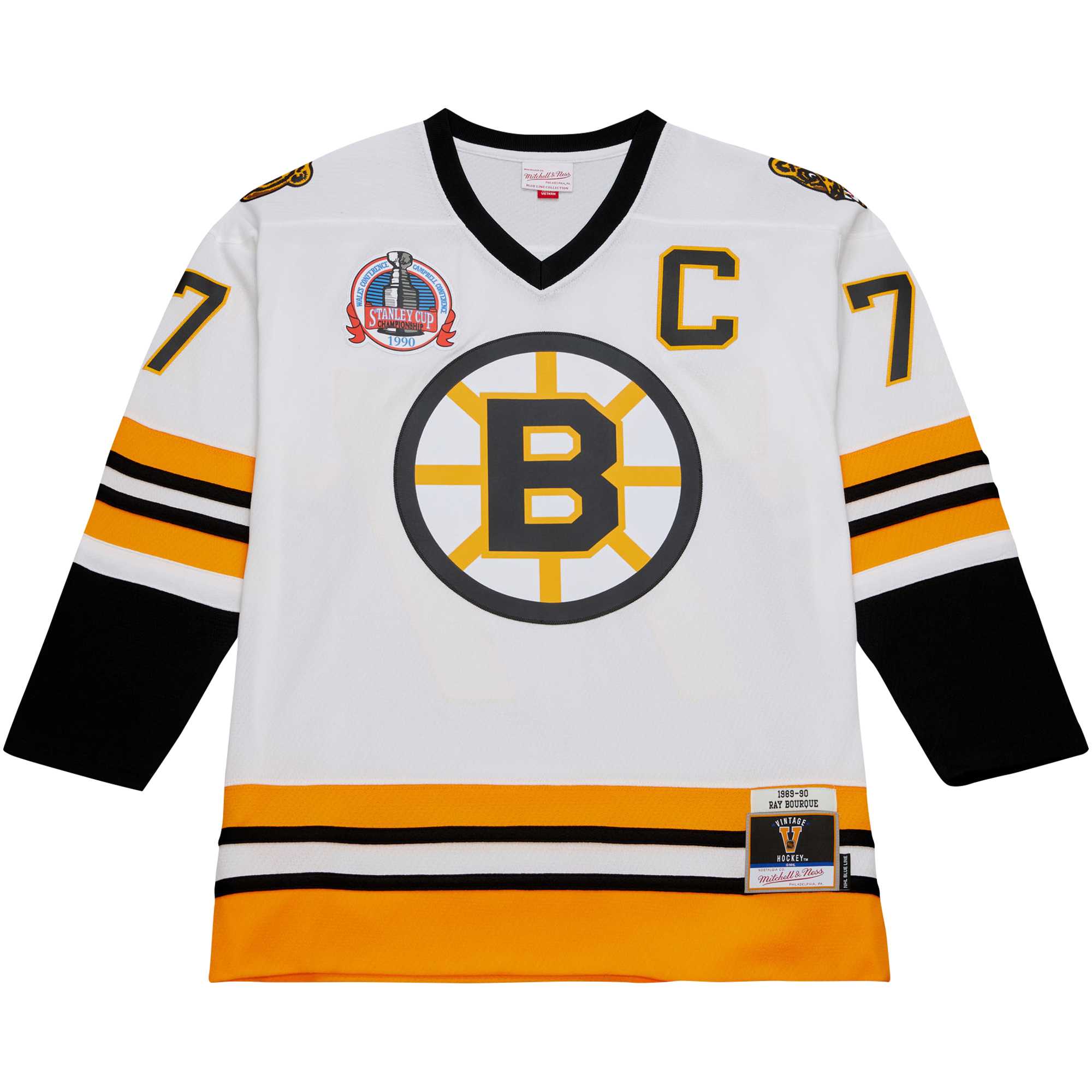 Ray Bourque Boston Bruins Mitchell & Ness Captain Patch 1989/90 Blue Line  Jersey – White